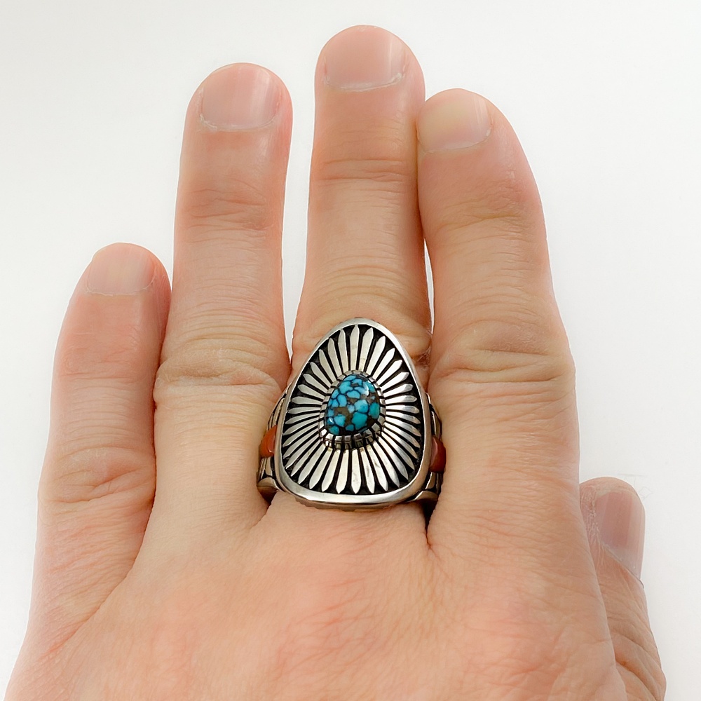 Marco Begaye Lander Blue Ring 443 | ターコイズ・メンズシルバー