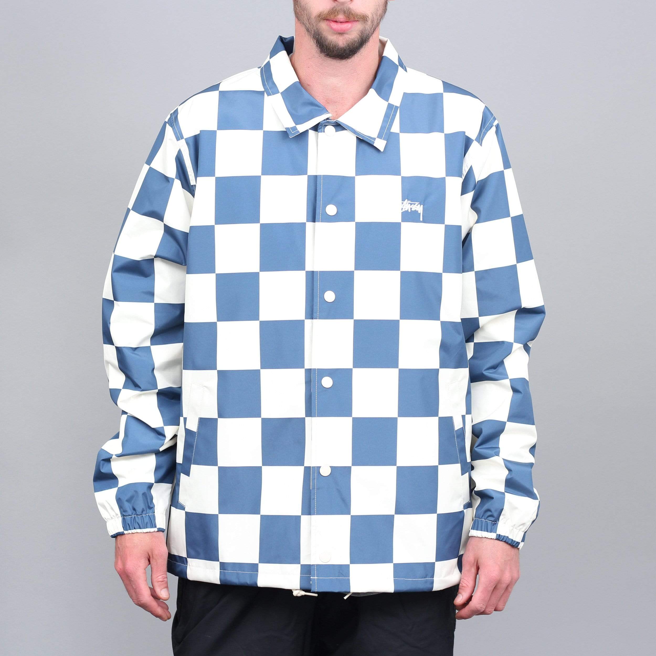 Stussy Checker Coach Jacket Slate – Slam City Skates