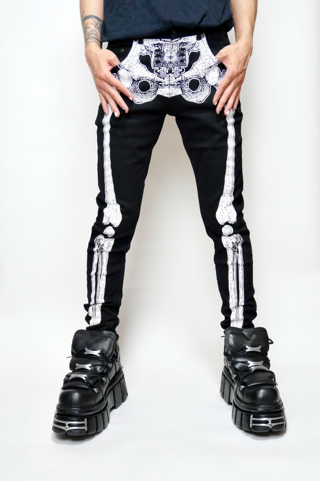 Skeleton Skinny Jeans White Bone / スキニーパンツ【KREEPSVILLE 666