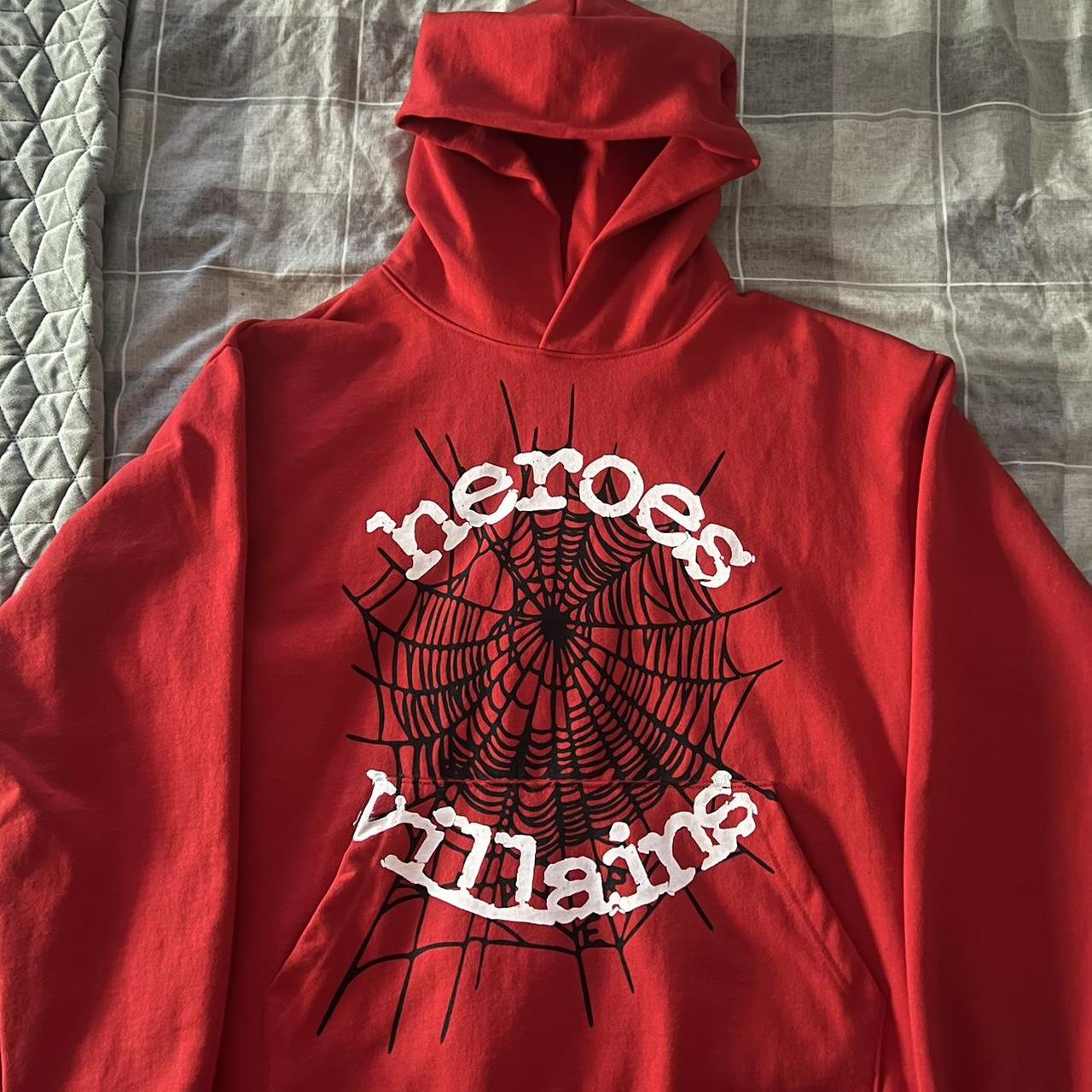 Sp5der x Heroes and Villains Hoodie Red | spiderhoodie.org