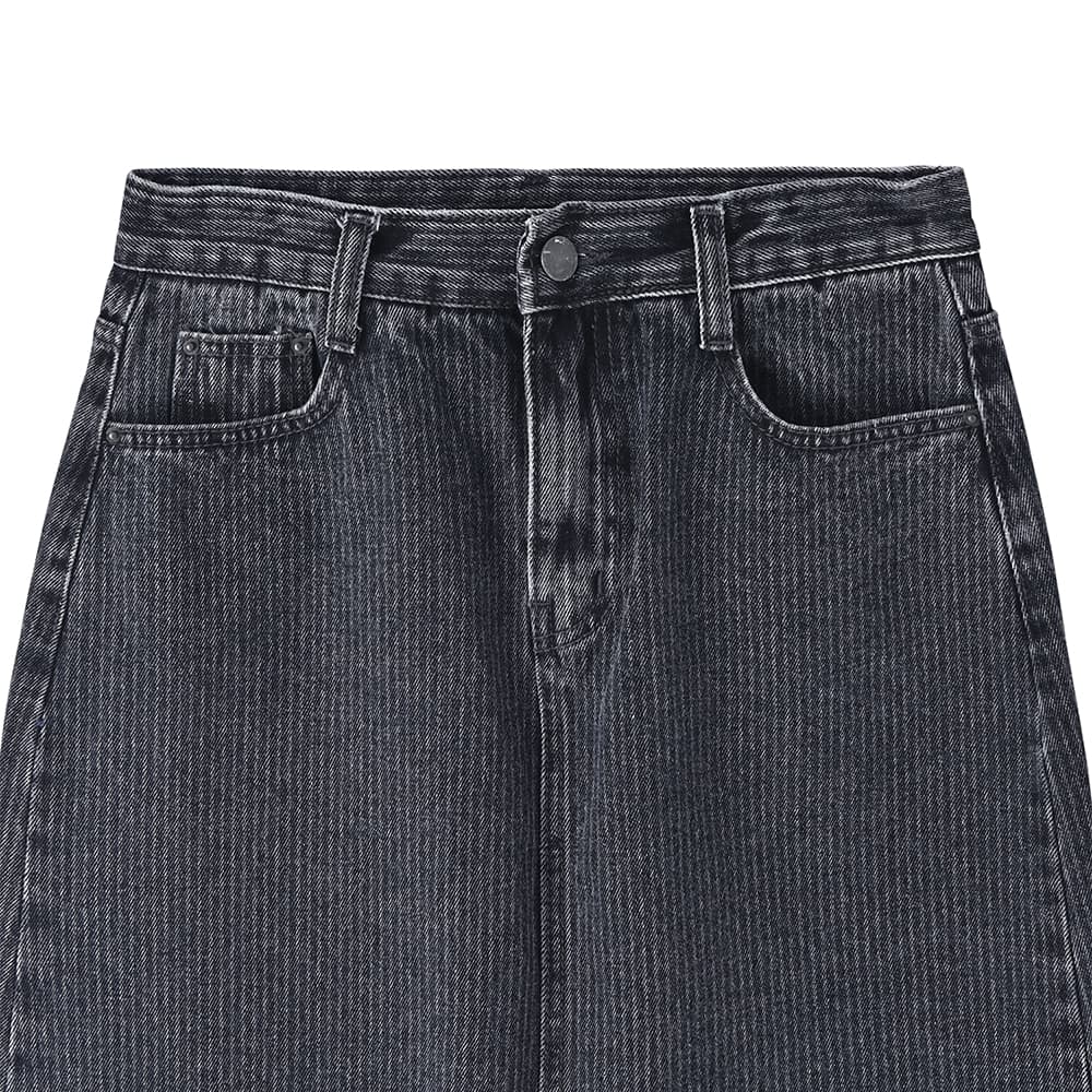 LUXE】ストライプ状ブリーチデニムスカート | おしゃれな大人