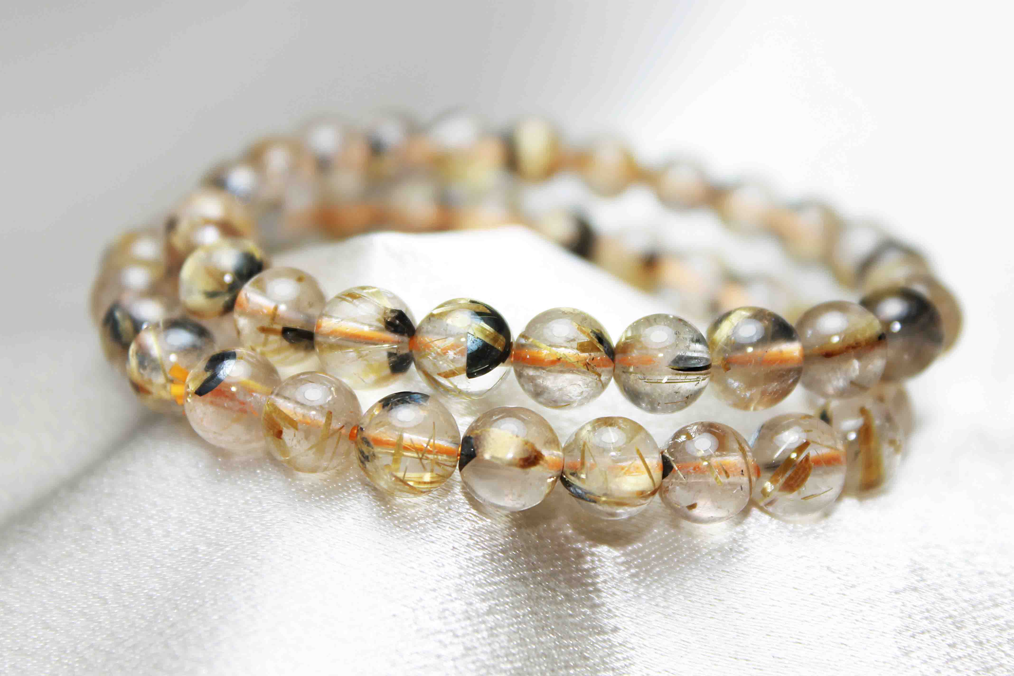 ブレス ヘマタイトルチルクォーツ 太陽タイチンルチル 約7mm 品番