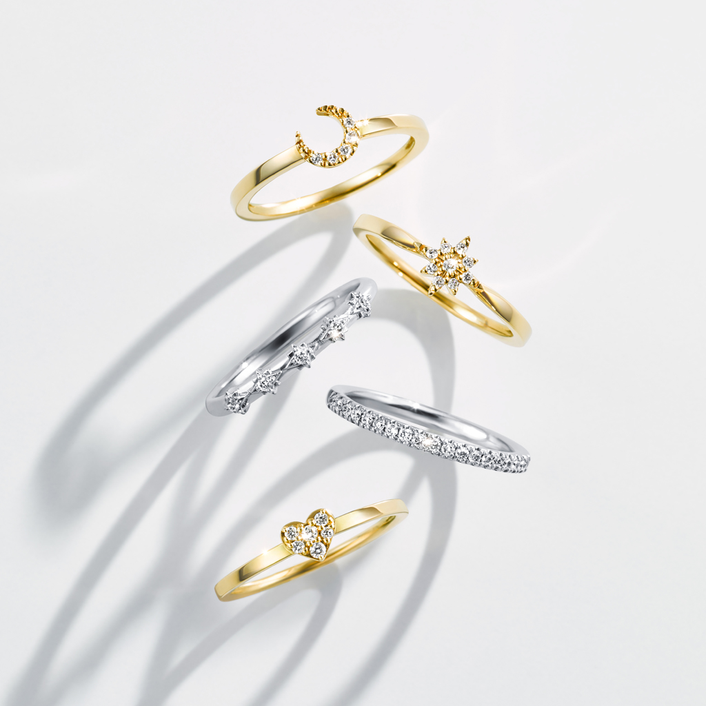 DIAMOND HEART PINKIE RING(2ZR1614)K18 ピンキーリング｜スター