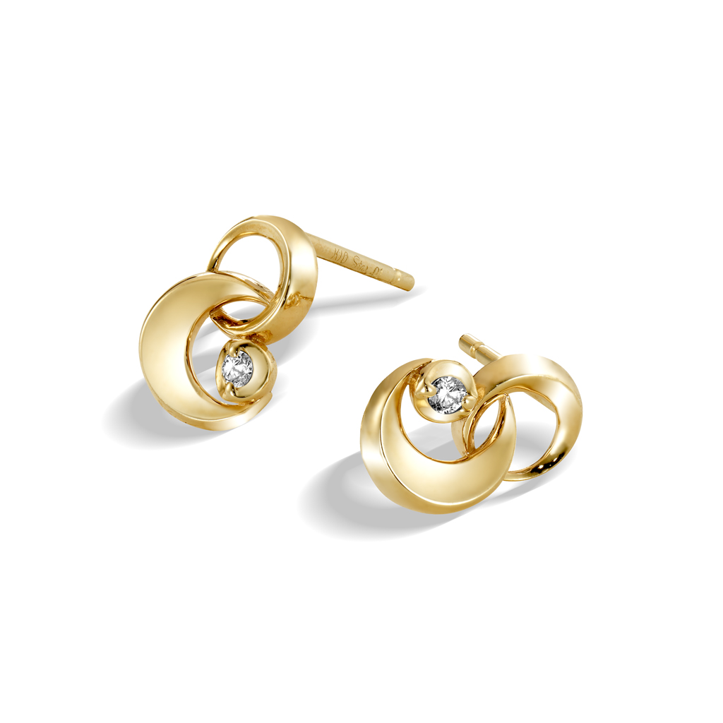 DIAMOND DOUBLE MOON PIERCED EARRINGS(2JP0845)K10 ピアス｜スター