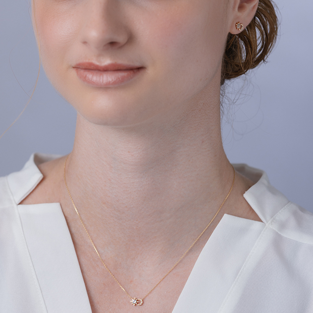 CROSSING STAR & MOON PIERCED EARRINGS(2JP0857)K10 ピアス｜スター