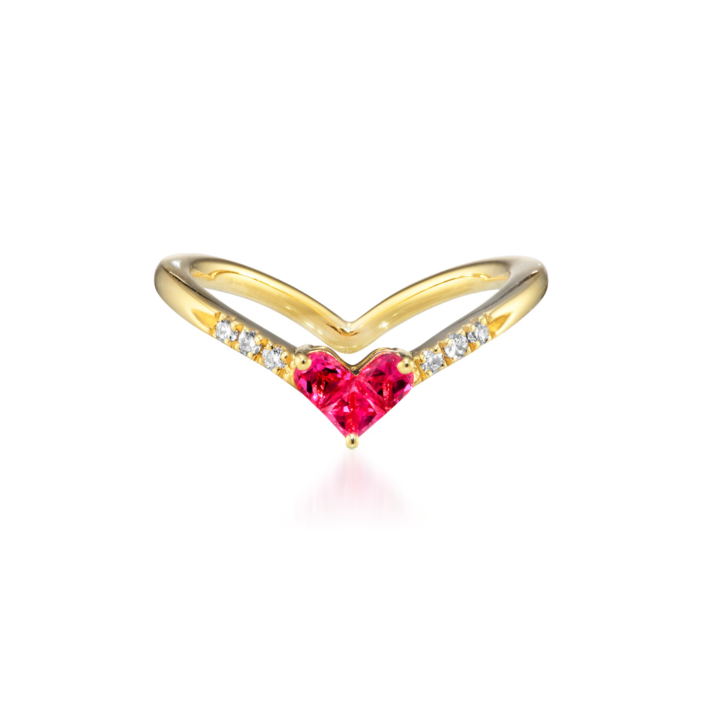 MYSTERIOUS HEART RUBY PINKIE RING(2ZR1481)K18 ピンキーリング