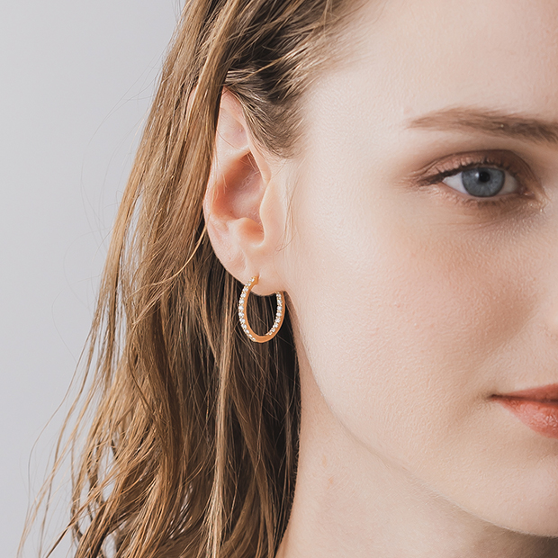 CLICK HOOP PIERCED EARRINGS(L)(1ZP0918)K18 ピアス｜スター