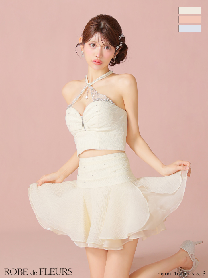 XSサイズあり【ROBE de FLEURS/ローブドフルール】ビジュー/ ホルター