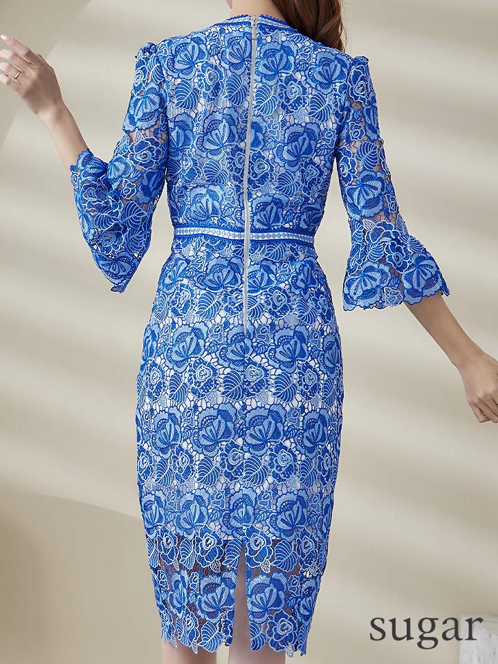 XS-Lサイズあり【SETTAN/セッタン】フラワーレース/ ベルスリーブ/ 七