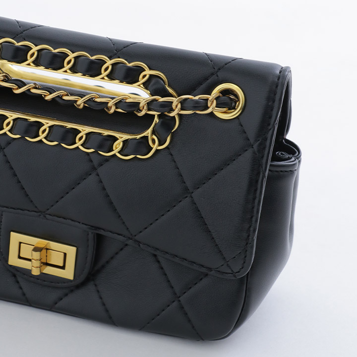 バッグ】ゴールドチェーンフラップショルダーバッグ【1カラー】[OF08