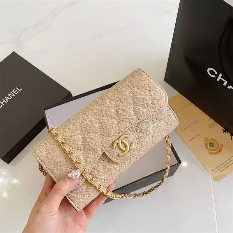 シャネル キャビア スキン 長 財布 ショルダーバッグ chanel