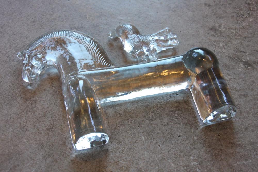 Kosta Boda/コスタボッダ/ガラスのオブジェ/ポニーと小鳥