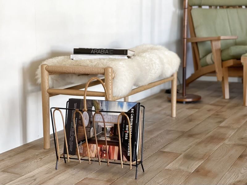 北欧ビンテージインテリア/デンマーク/マガジンラック/アイアン＆ラタン