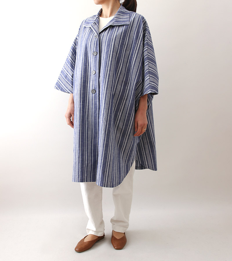 寸法図【NO.661】フードとスタンドカラーのマントタイプコート [M便 0