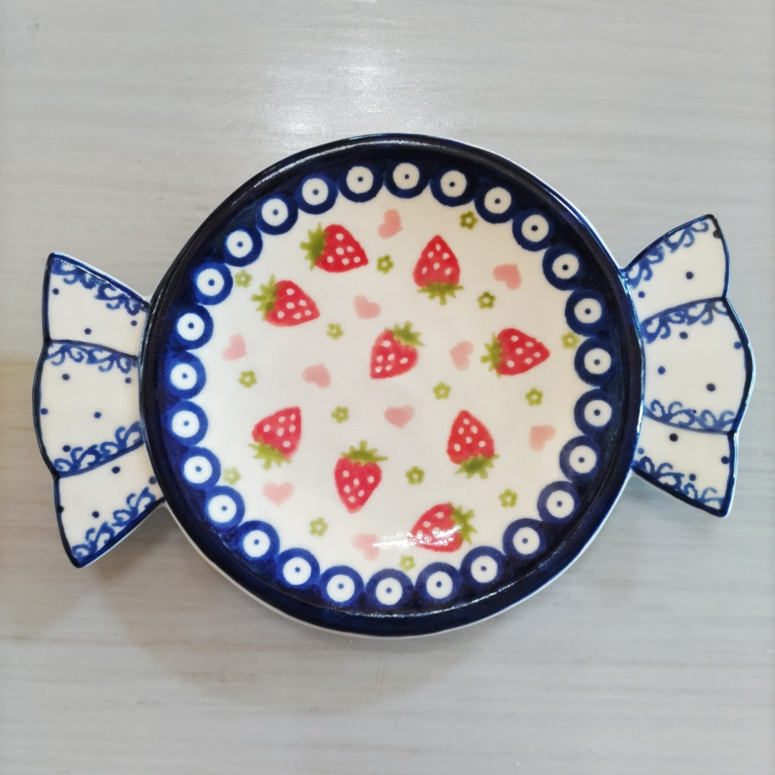 ポーリッシュポタリー／キャンディプレート☆苺ピーコック - 日本ポー