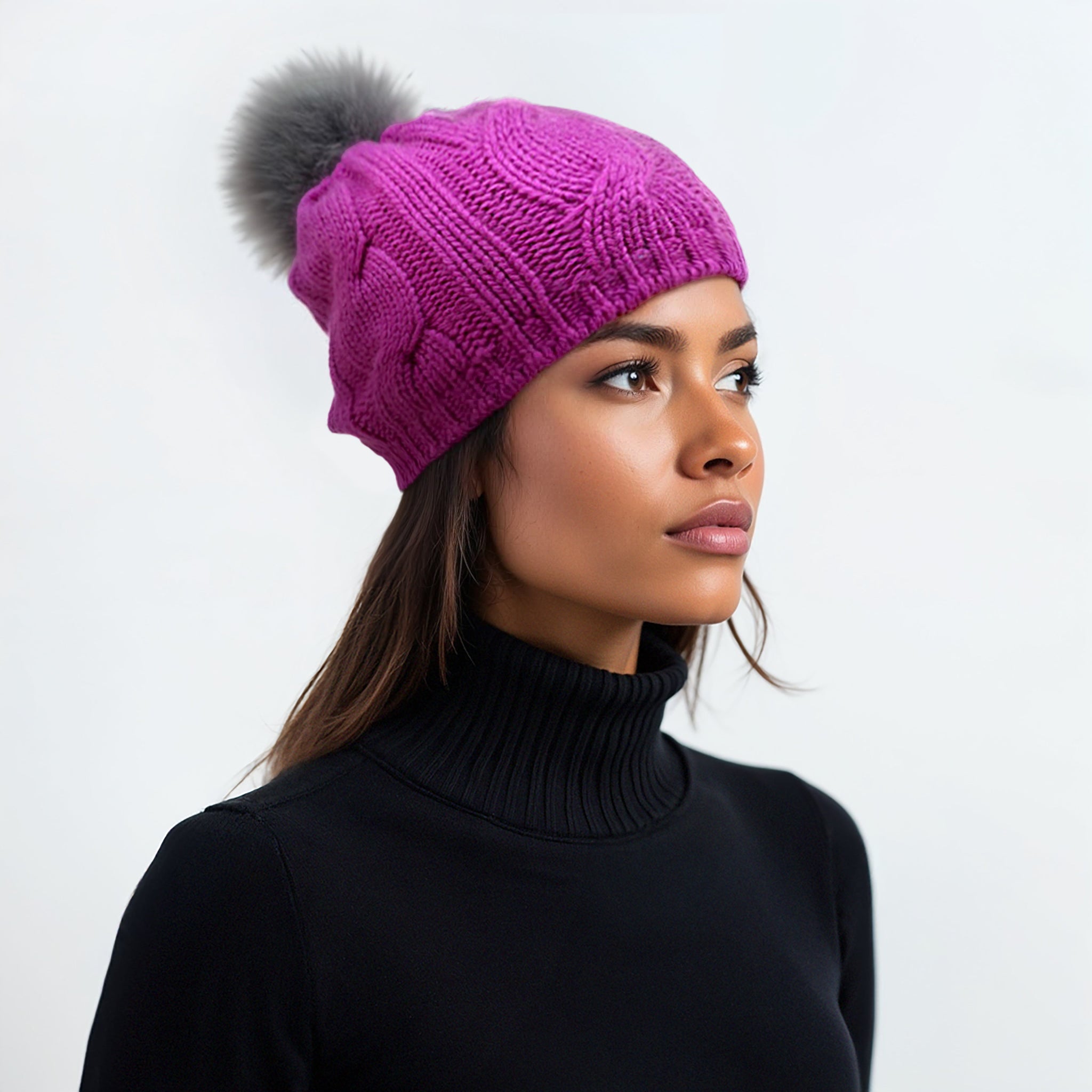 CABLE HAT WITH POM – PORTOLANO