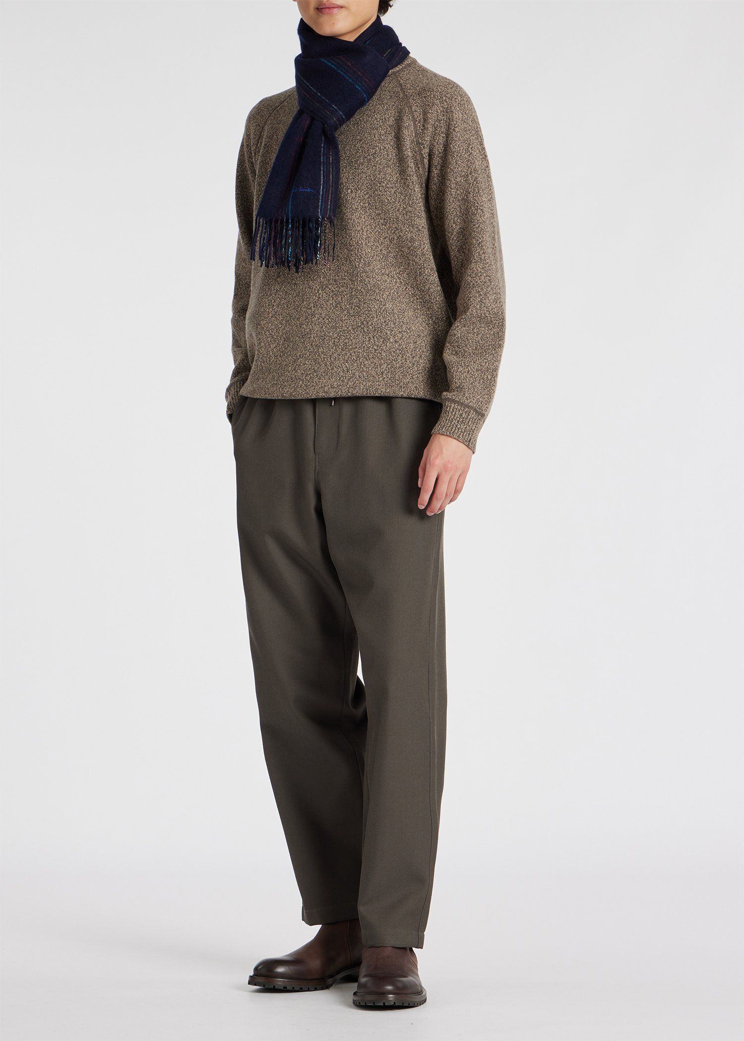 ランダムストライプ カシミヤ マフラー（ネイビー） ｜ポール・スミス