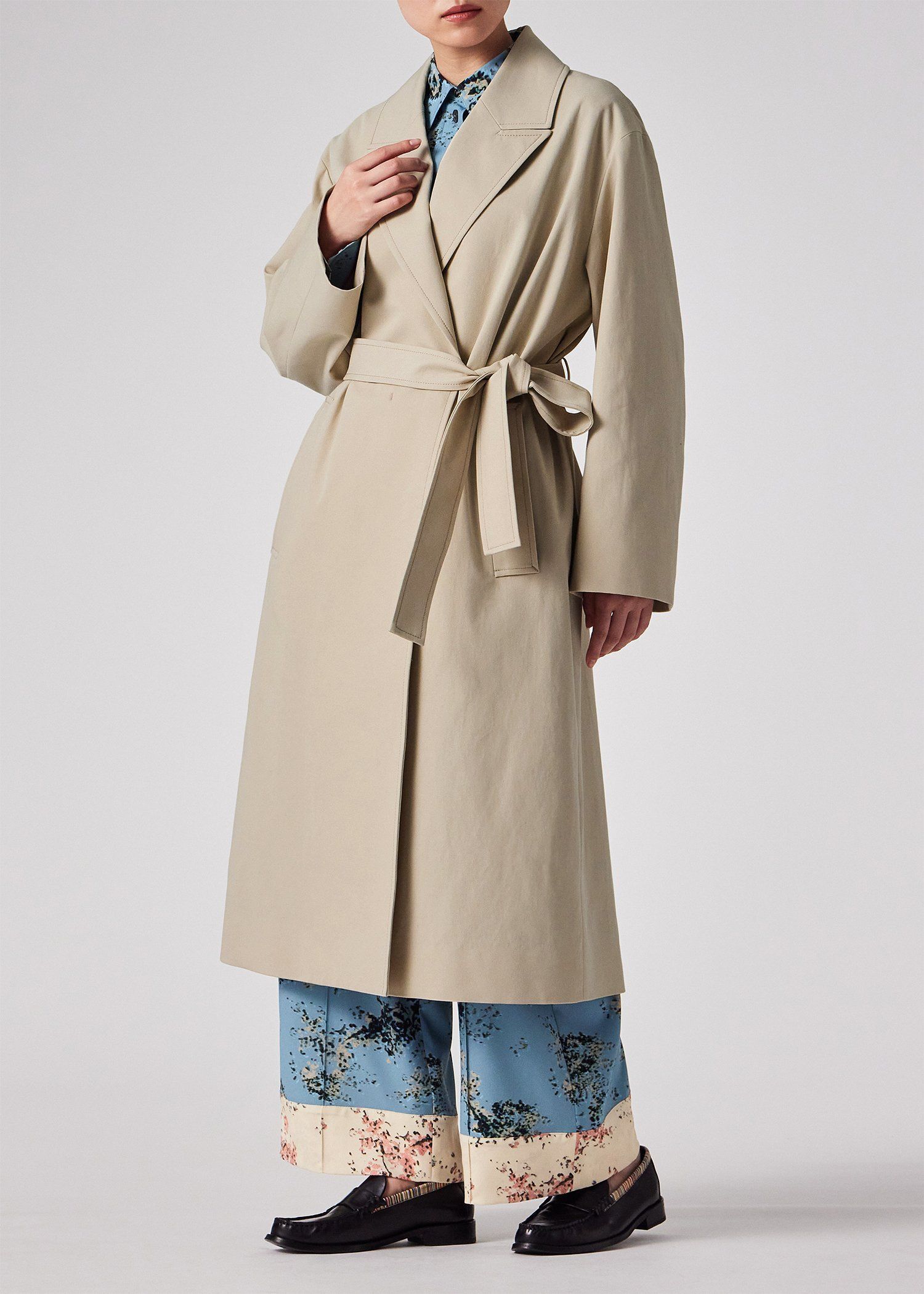 ウィメンズ コットンギャバジン ロングコート（ライトベージュ