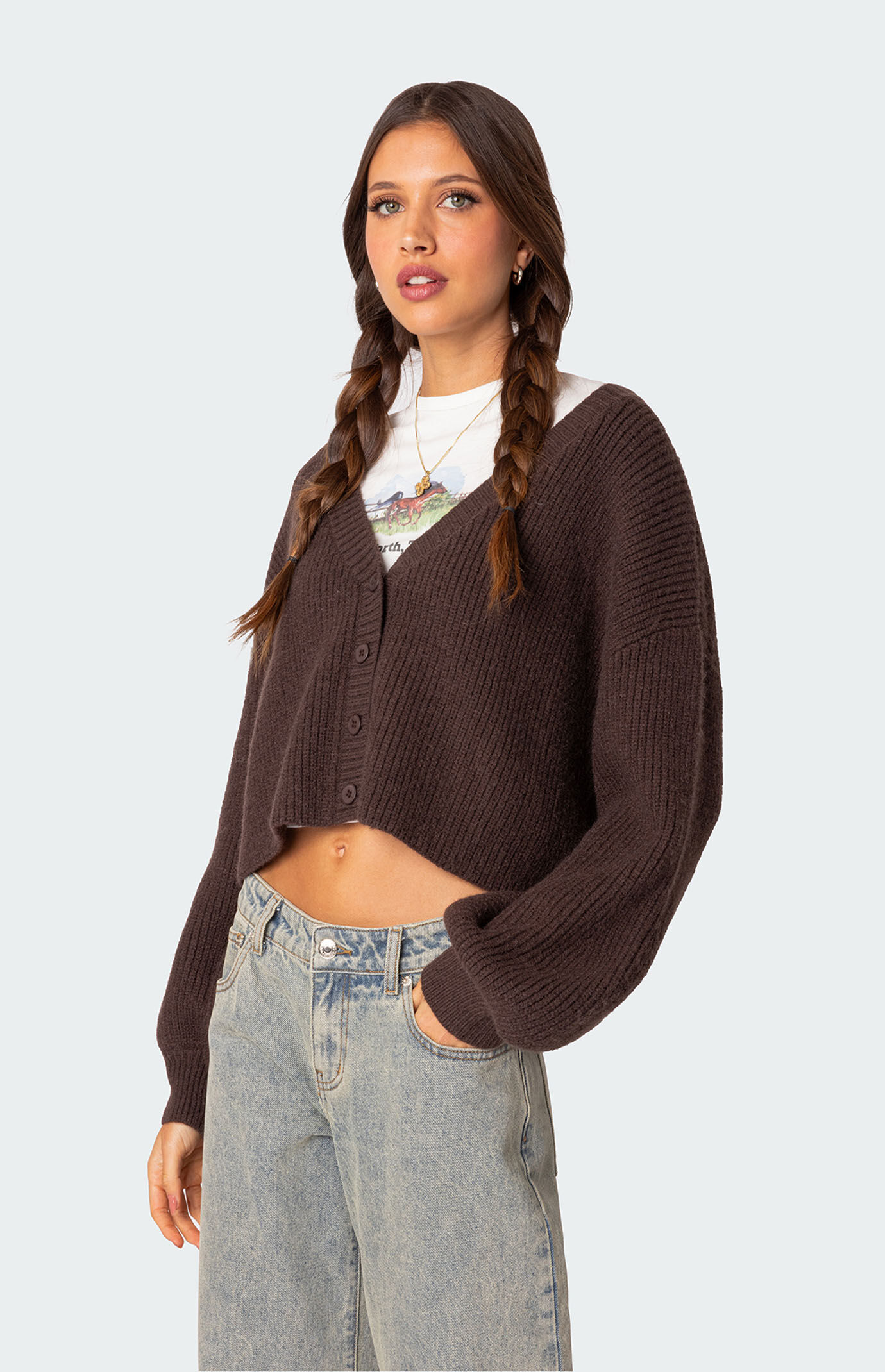 Edikted Sabrina Chunky Knit Cropped Cardigan | Pacsun