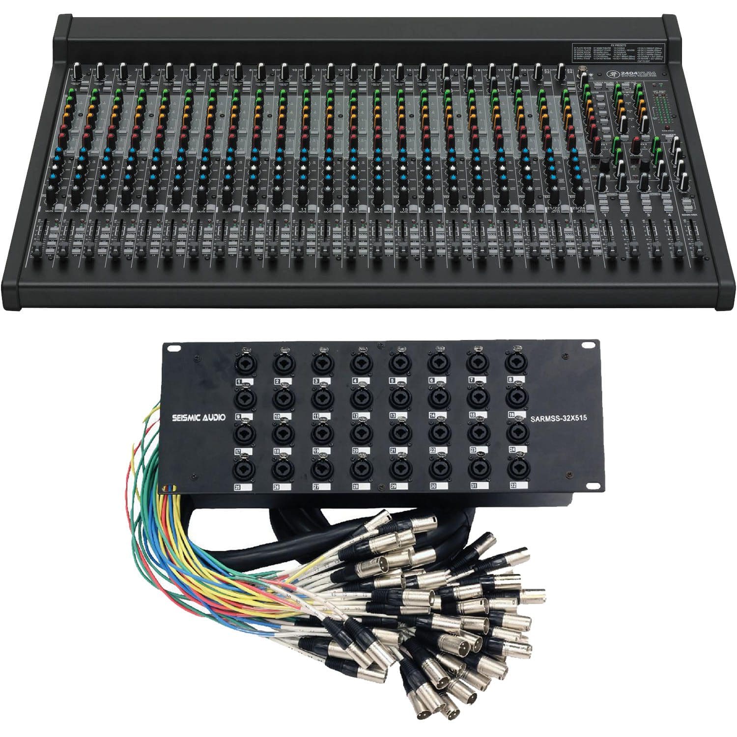 Mackie 2404VLZ4 24-Channel Mixer, Seismic 32 Channel Snake SARMSS