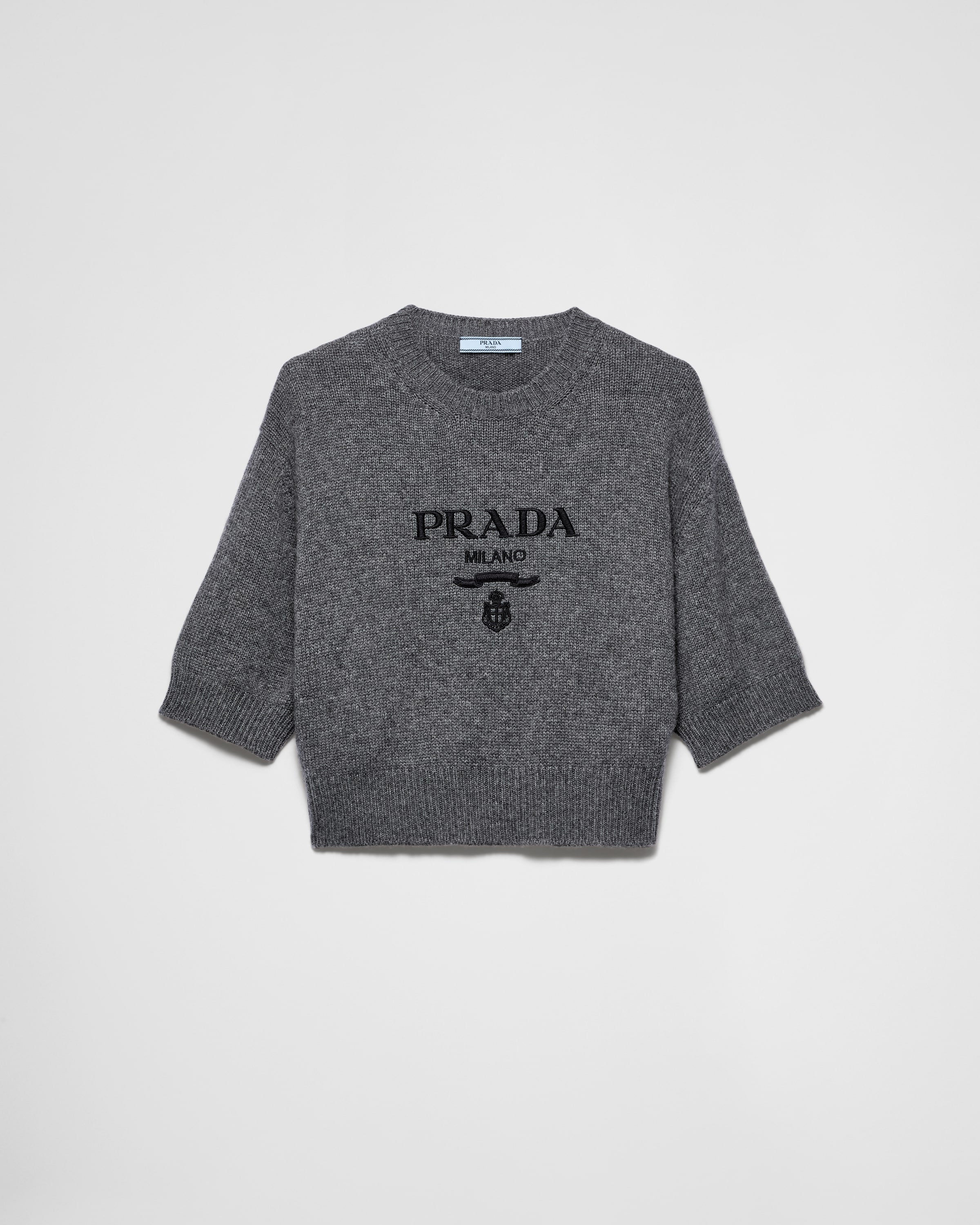 Slate Gray Wool And Cashmere Crew-neck Sweater | PRADA