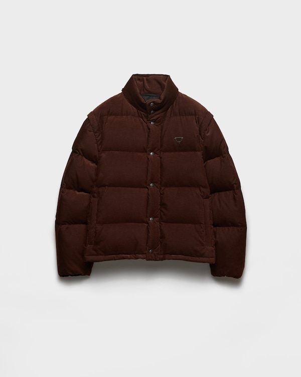 Cocoa Brown Medium-weight Corduroy Down Jacket | PRADA