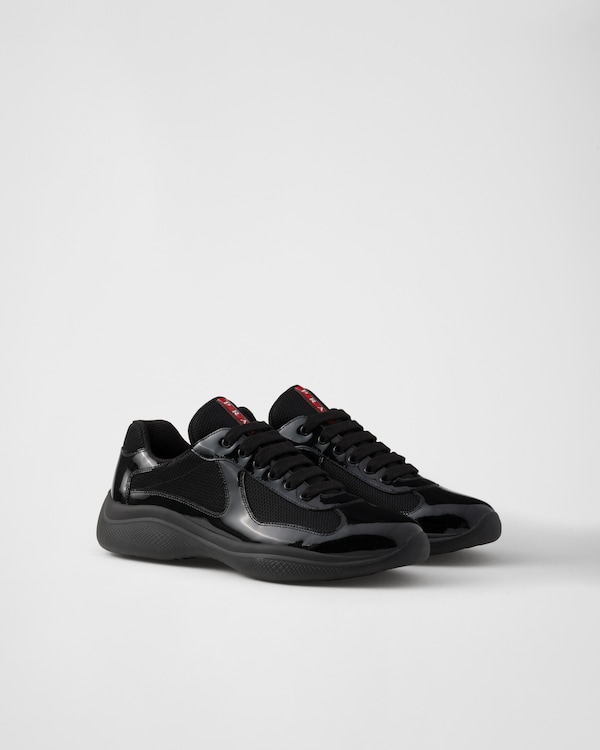 Black Prax 01 Re-nylon And Brushed Leather Sneakers | PRADA