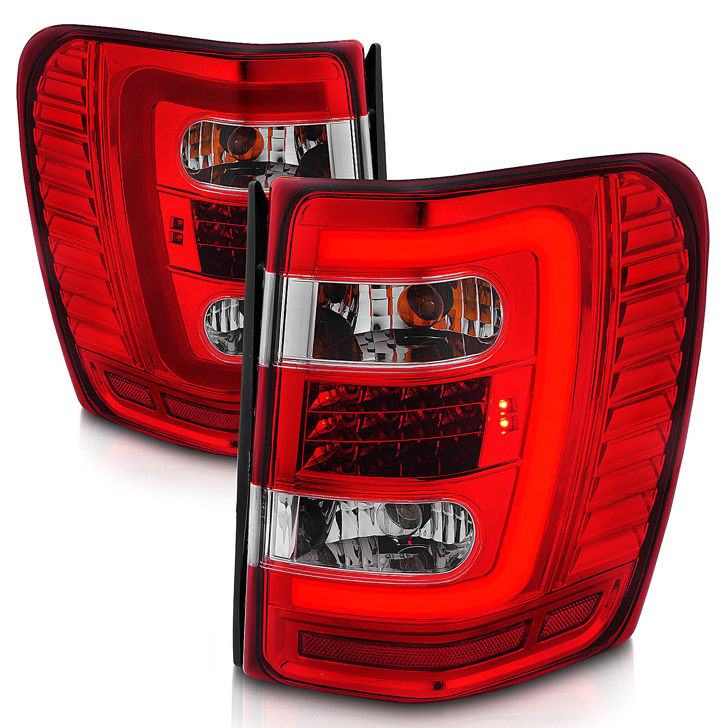 Anzo USA LED Tail Lights with C Light Bar for 99-04 Jeep Grand