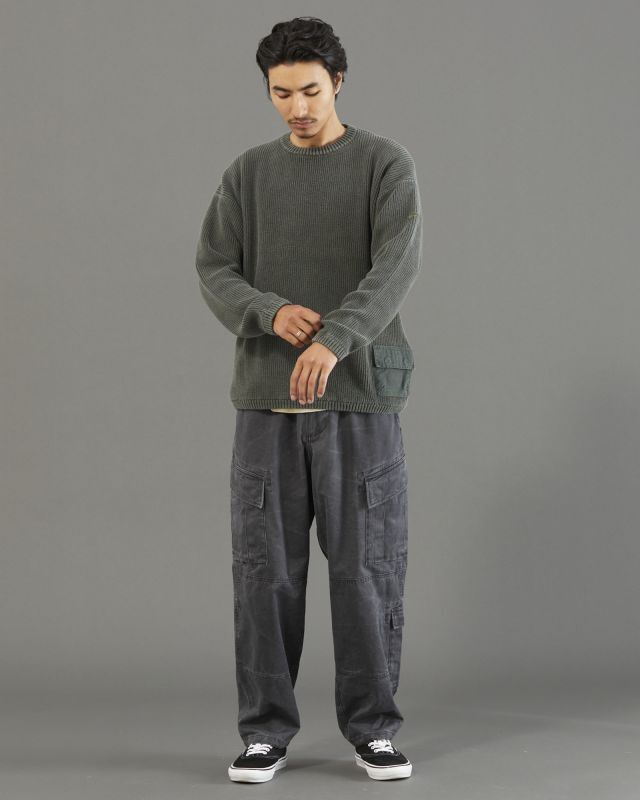 Liberaiders GARMENT DYED COTTON KNIT CREWNECK (OLIVE) 754022303