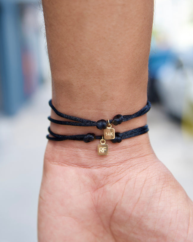 LA PAZ Cord & 0.20ct Diamond Gold Charm Bracelet for Men