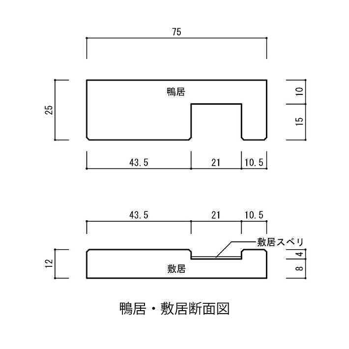 楽天市場】【Aタイプ片引き用-1m《カモイ》単品】スリム鴨居 長さ950