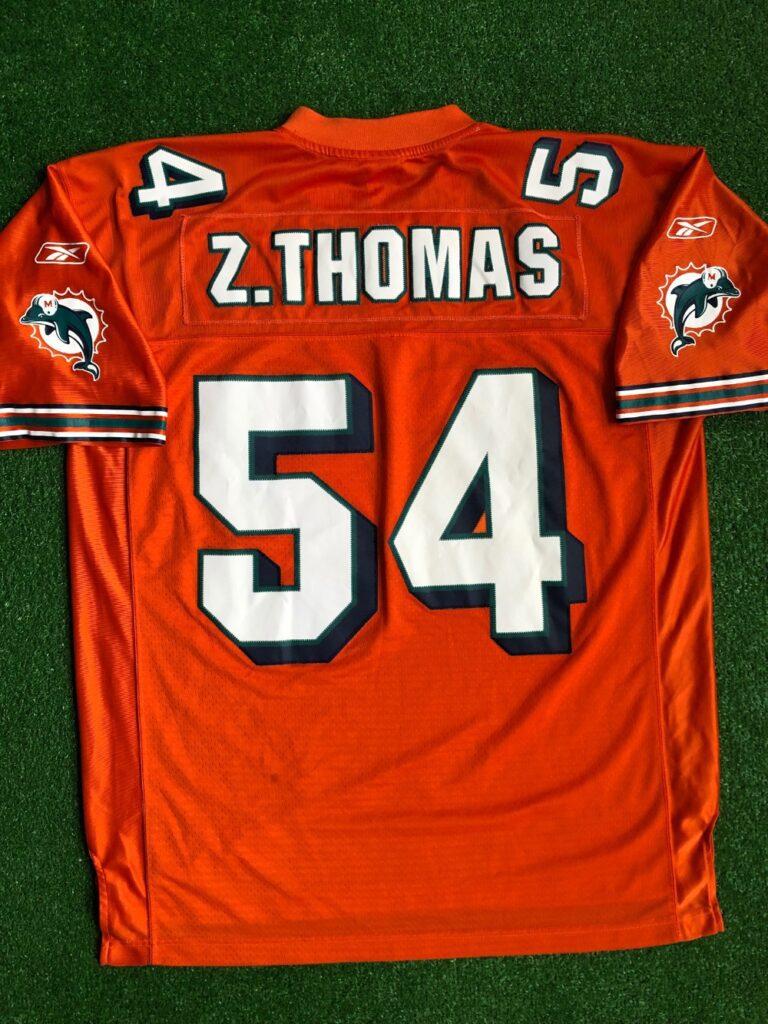 00's Zach Thomas Miami Dolphins Reebok Orange Swingman NFL Jersey