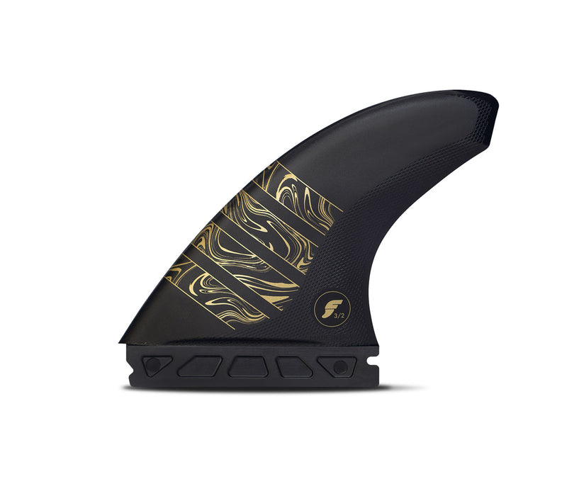 Futures Alpha 3/2 Carbon Tri Fin Set-Black/Gold-Medium — REAL