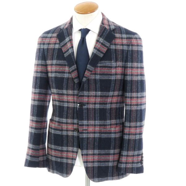 DE PETRILLO（デペトリロ）チェックジャケット/ダークブラウン×オフ