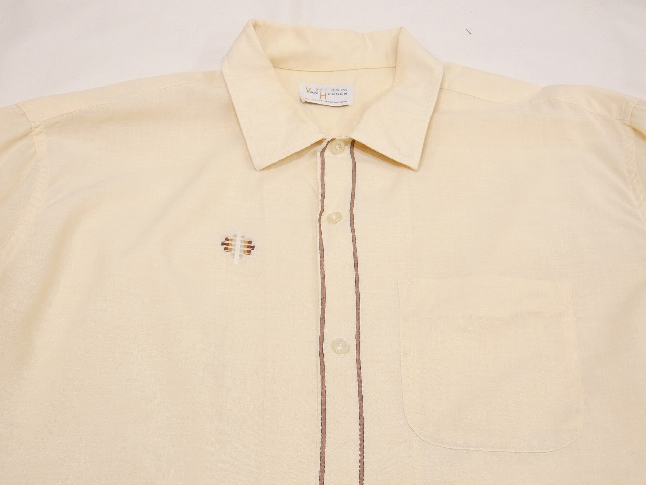 60s VAN HEUSEN COTTON OPEN COLLAR S/S SHIRT - RICUR