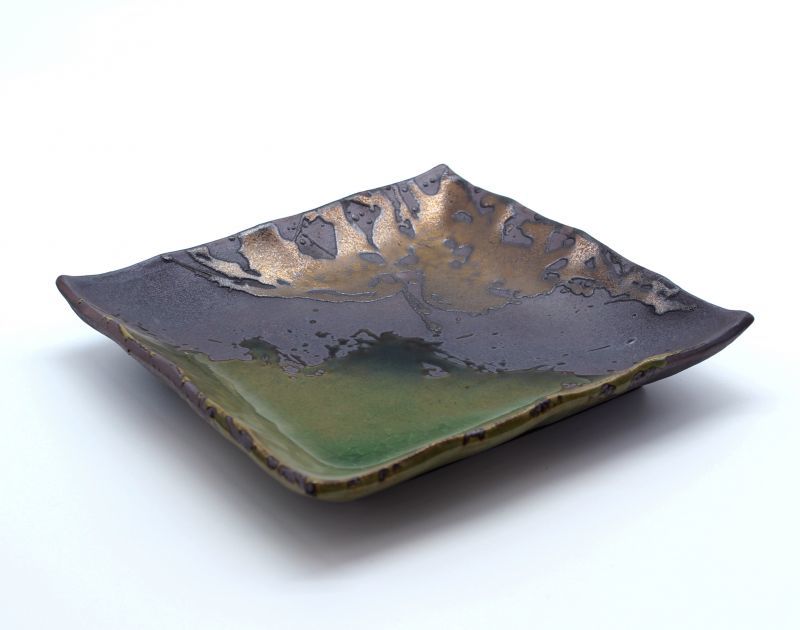 伊賀金彩 7号正角皿 - 萬古焼窯元 スタジオノア