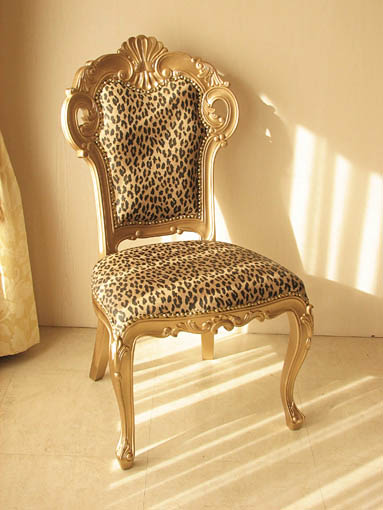 ♡アンティーク ヒョウ柄 猫脚ダイニングチェア ♡ ♡アンティーク