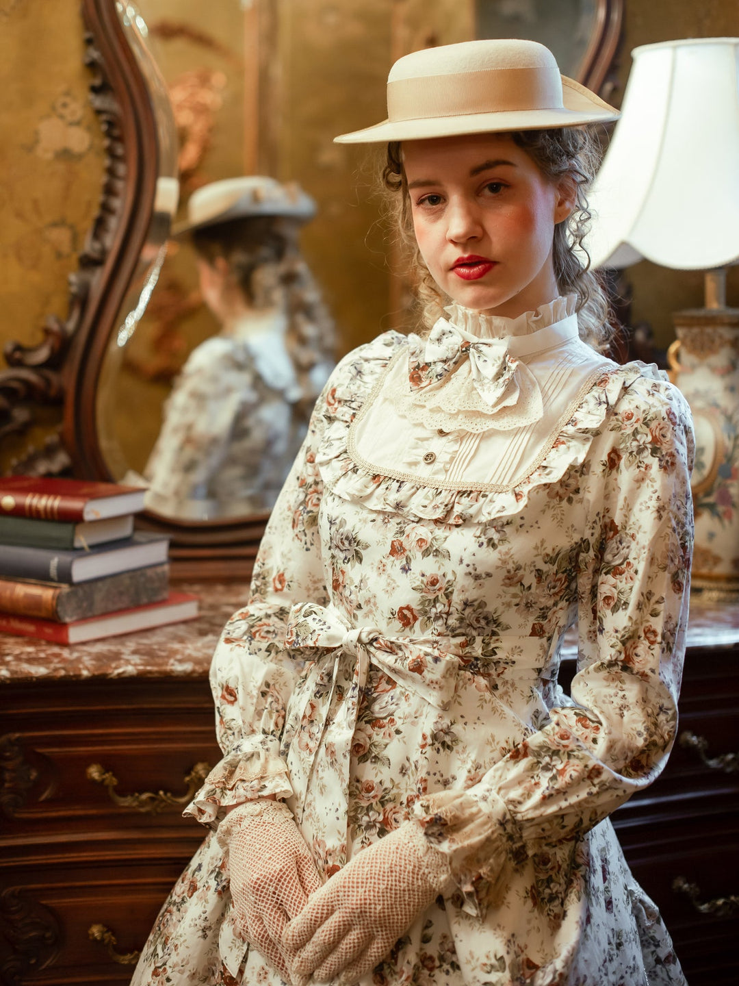 Antique Rococo Bouquet Classical Doll Dress | Victorian maiden