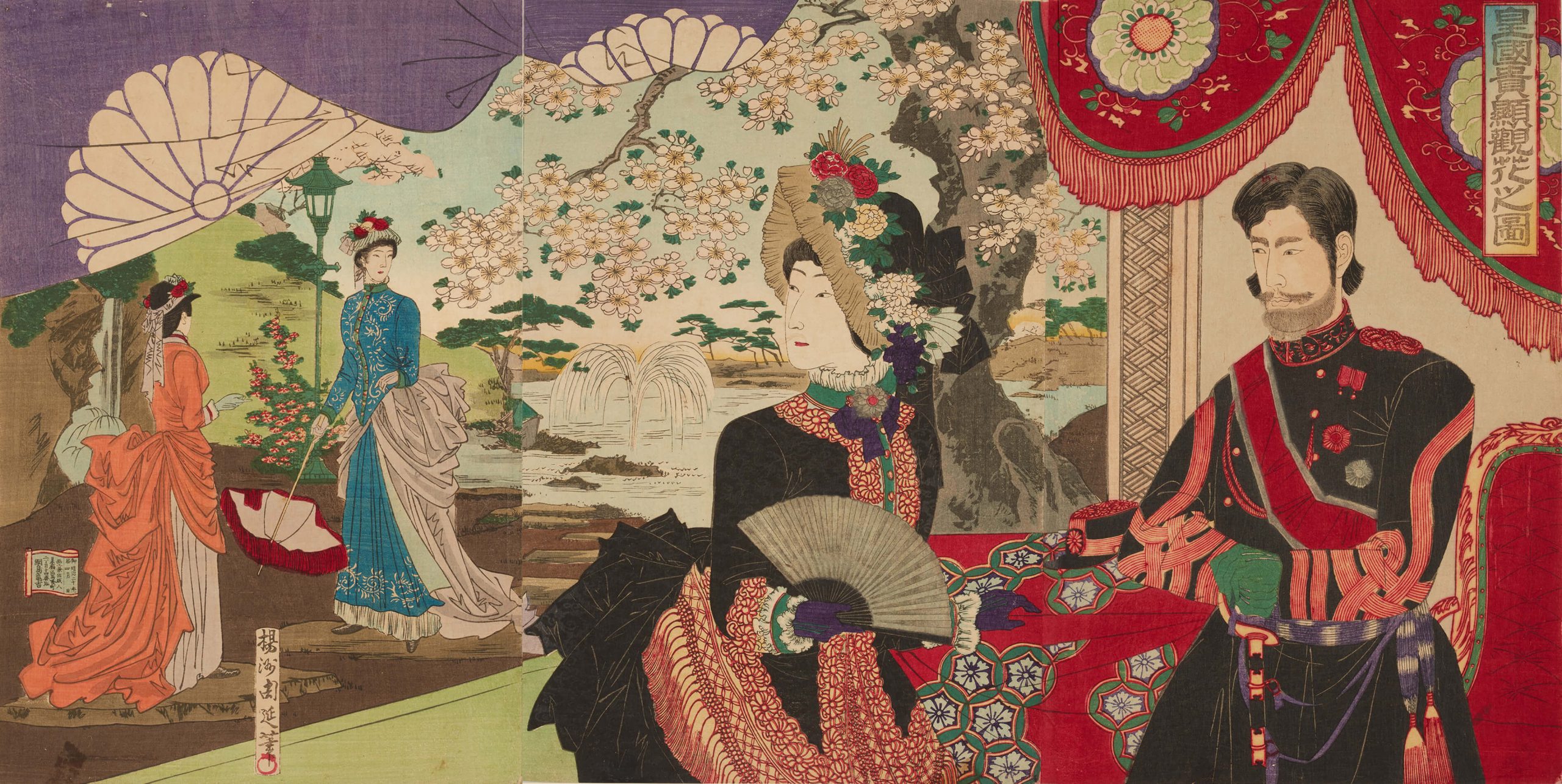 楊洲周延 作 「皇国貴顕観花之図」／ホームメイト