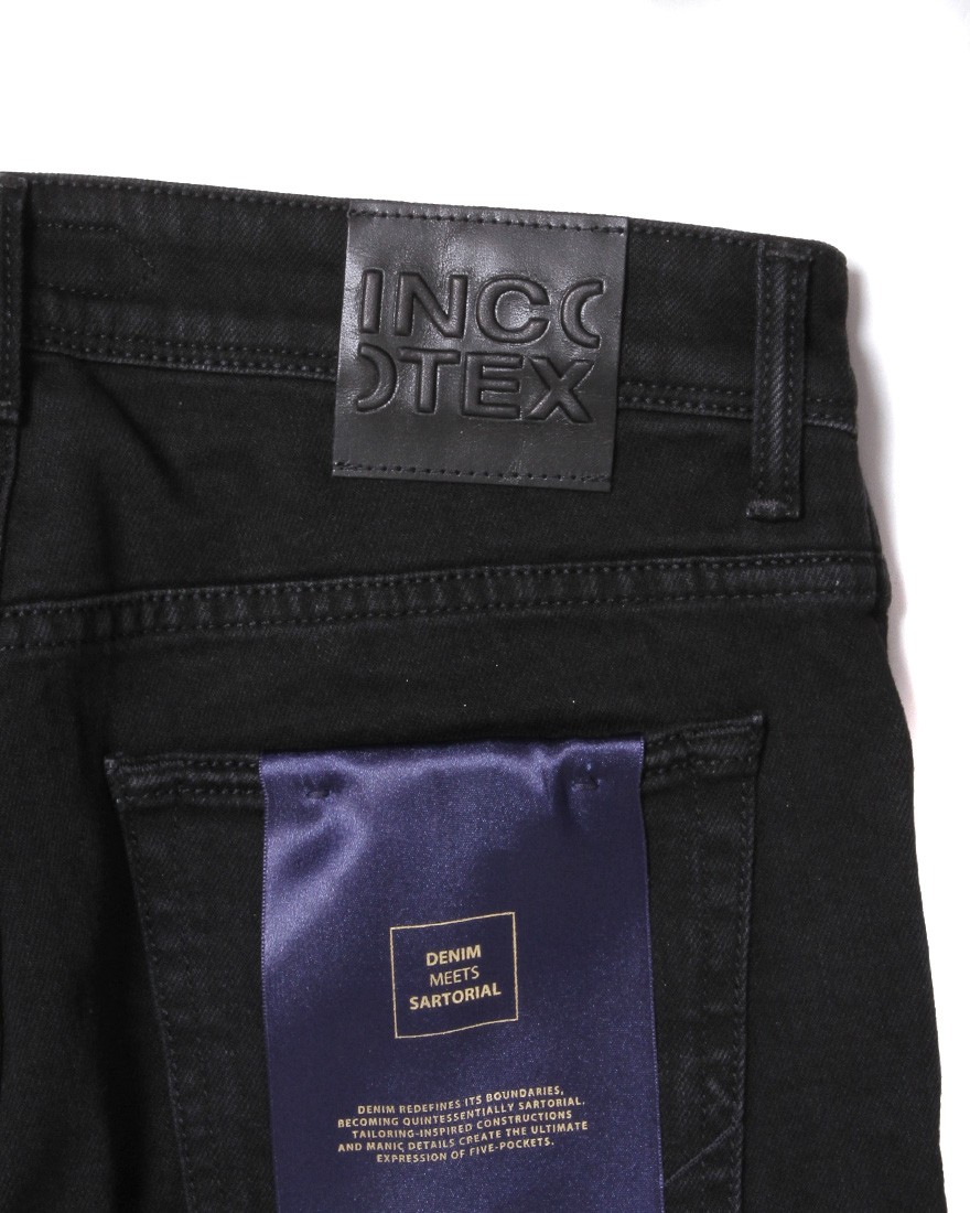 スリムテーパード ストレッチブラックデニム【INCOTEX BLUE DIVISION