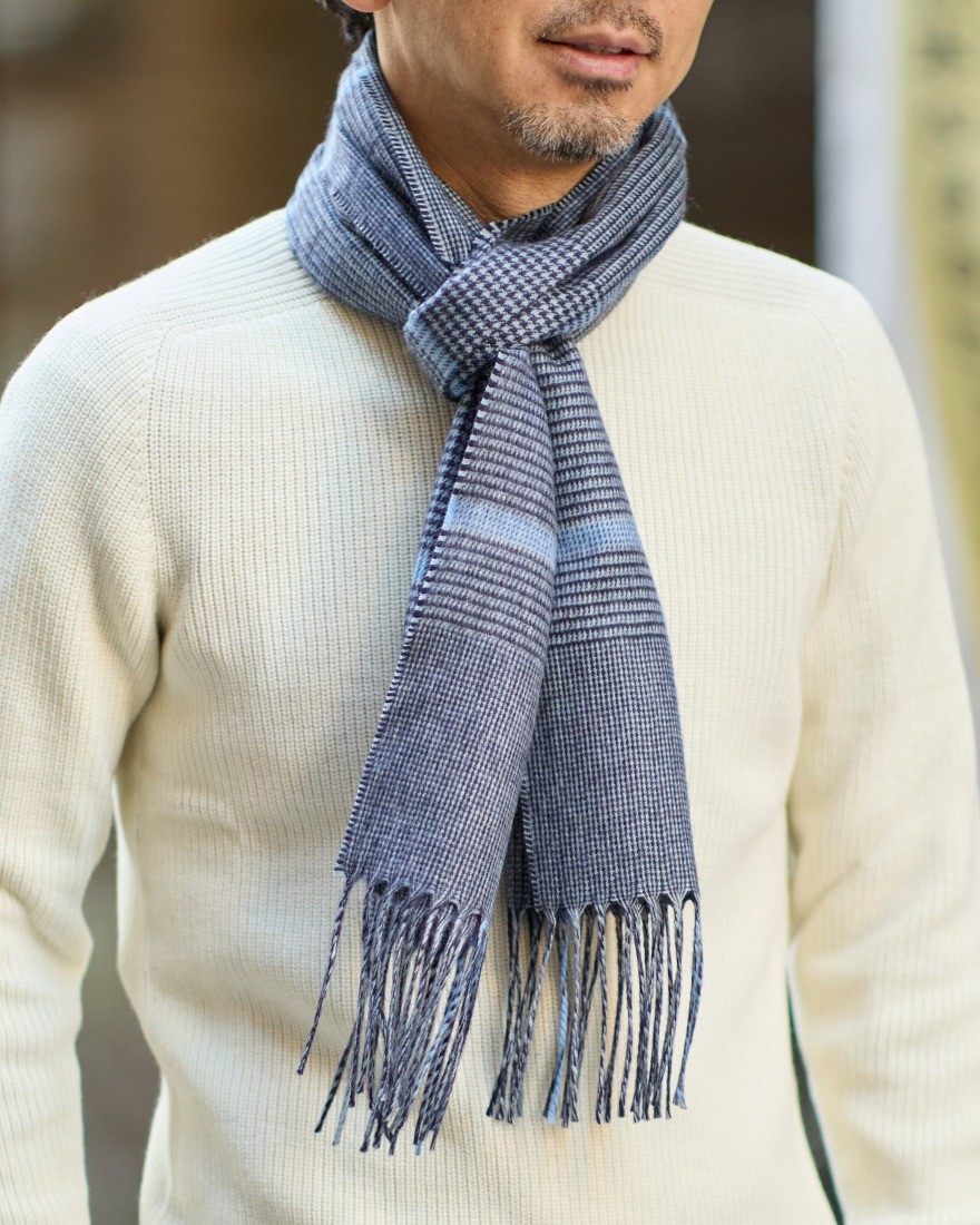 グレンチェック シルクカシミヤ ストール｜PIACENZA（ピアチェンツァ