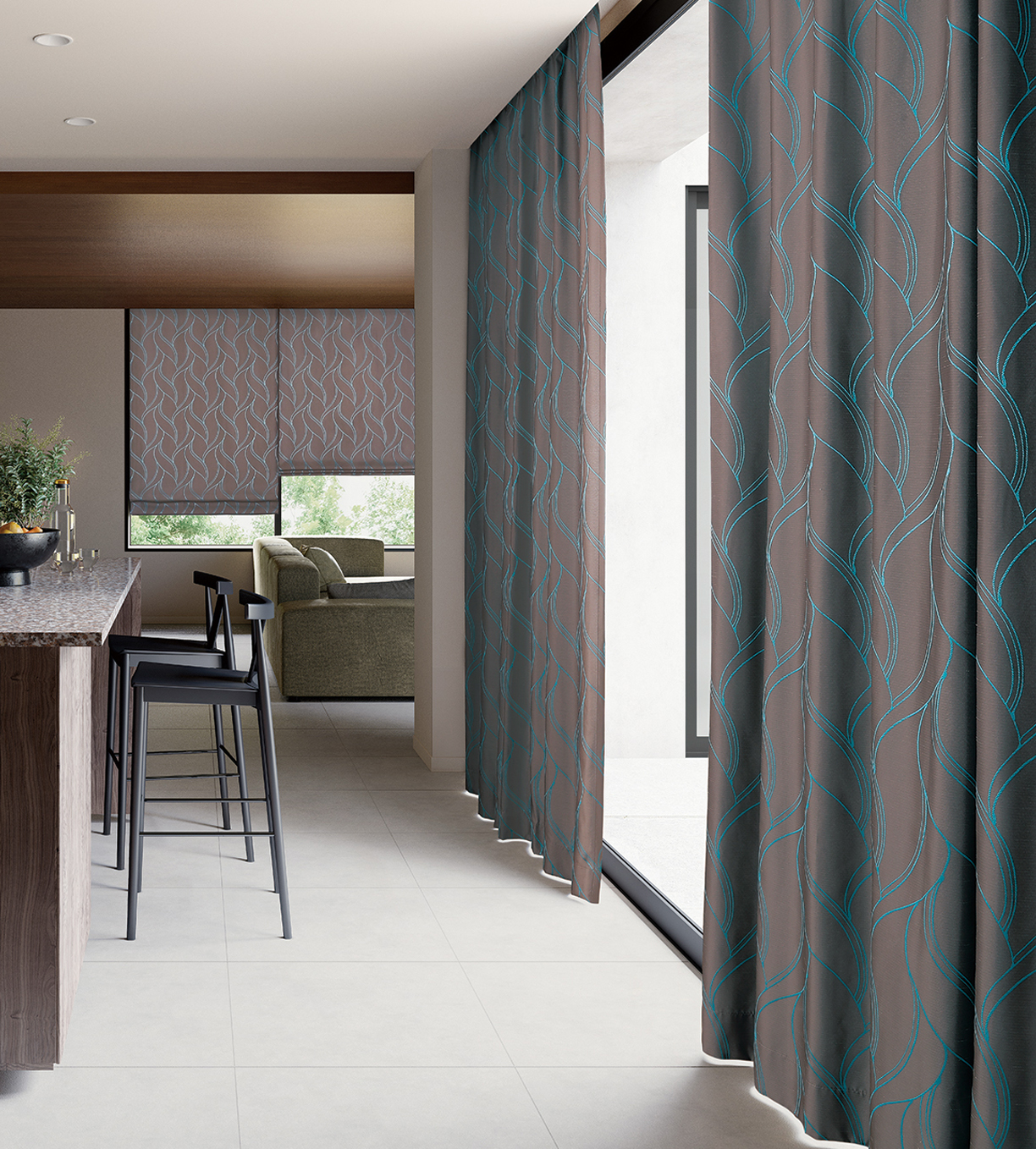 ◇東リ◇カーテン◇2枚1組◇ブラウングレー◇F-2508KA9◇ ◇東リ