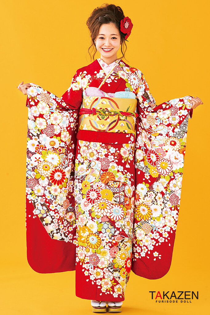 正統派古典 赤/白/クリーム 菊柄/小花柄/絞り風柄 上品 かわいい古典