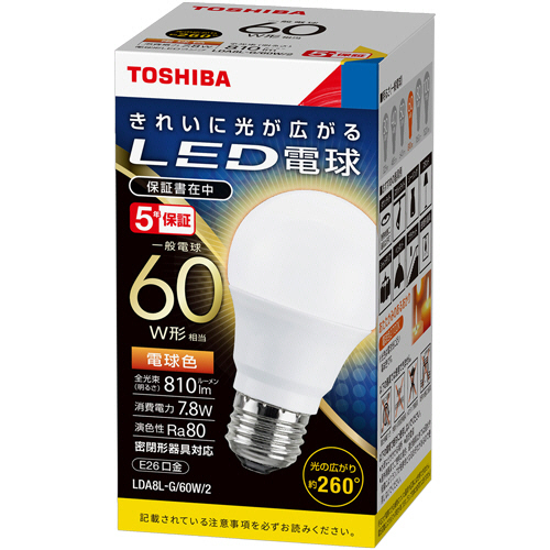 たのめーる】東芝ライテック LED電球 一般電球形 E26口金 7.8W 電球色