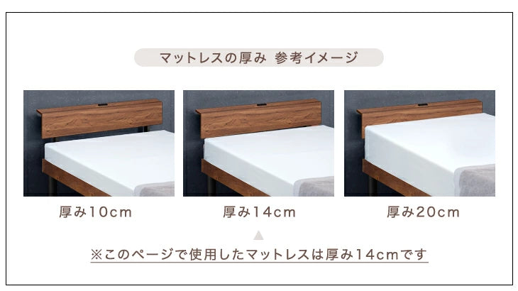 シングル］RENEW 宮棚付きベッド 高さ調節OK 2口コンセント付 ベッド