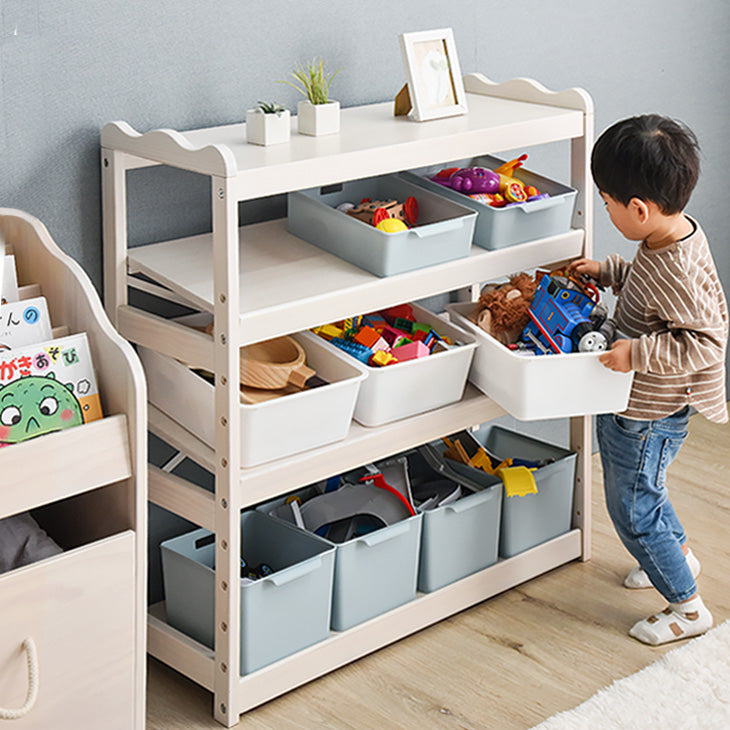 現役ママが考えた キッズラック おもちゃ収納 天然木 幅80 高さ調節 4