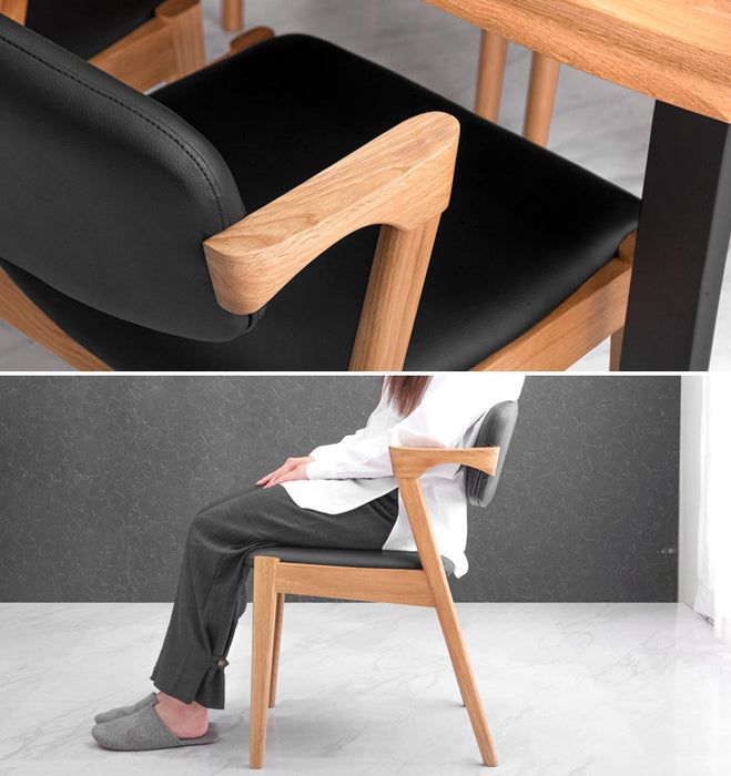 2脚セット] ダイニングチェア ハーフアームレスト 天然木 モダン