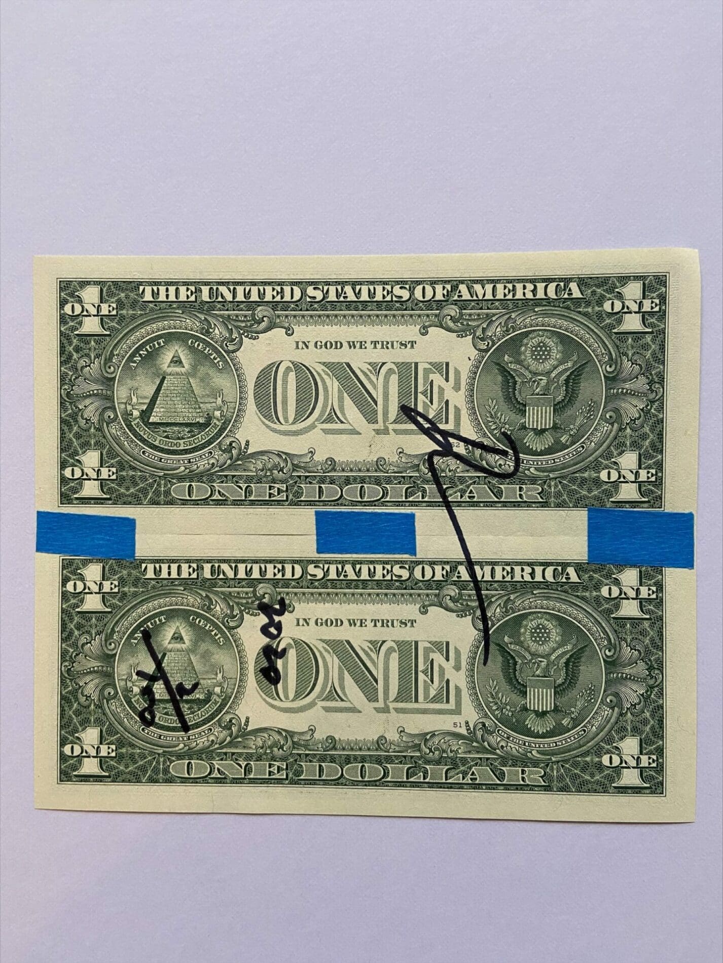 Death NYCのレアなドル紙幣、署名入り、本物