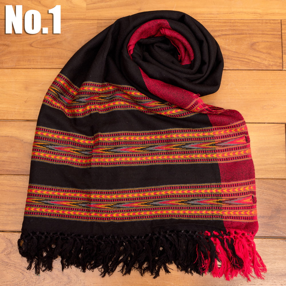 224cm×96cm〕ヒマラヤ山麓のクル地方伝統の大判ショール ストール の