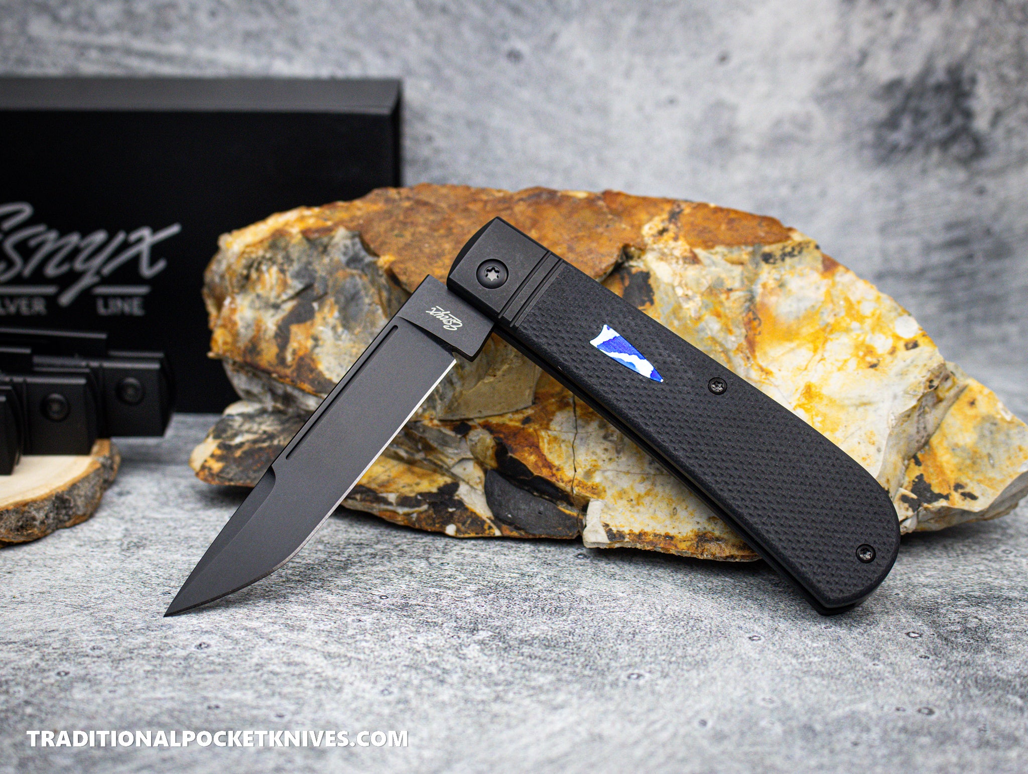 ESNYX Exclusive Silver Line Tarpon Slipjoint Black G10 Mokuti
